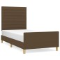 vidaXL Bettgestell mit Kopfteil Dunkelbraun 100x200 cm Stoff vidaXL Bettgestell mit Kopfteil Dunkelbraun 100x200 cm Stoff