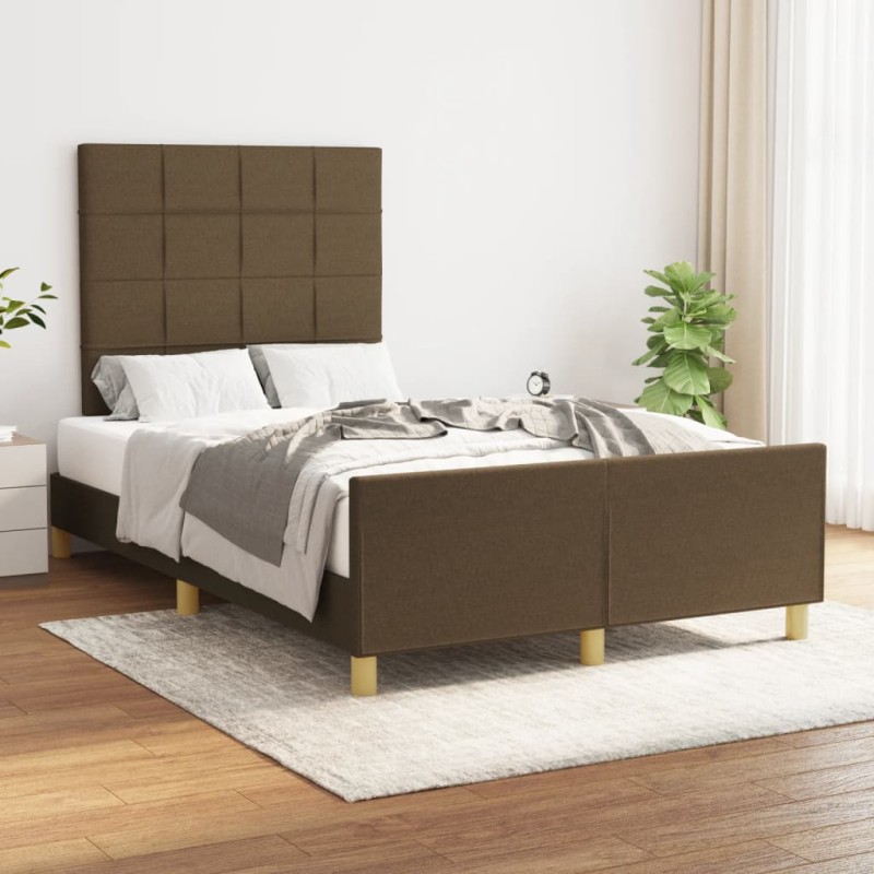 vidaXL Bettgestell mit Kopfteil Dunkelbraun 120x200 cm Stoff vidaXL Bettgestell mit Kopfteil Dunkelbraun 120x200 cm Stoff