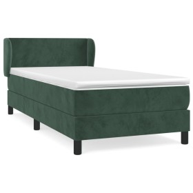 vidaXL Boxspringbett mit Matratze Dunkelgrün 100x200 cm Samt