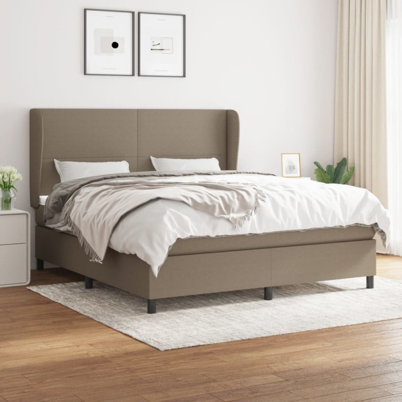 vidaXL Boxspringbett mit Matratze Taupe 160x200 cm Stoff vidaXL Boxspringbett mit Matratze Taupe 160x200 cm Stoff