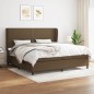 vidaXL Boxspringbett mit Matratze Dunkelbraun 200x200 cm Stoff vidaXL Boxspringbett mit Matratze Dunkelbraun 200x200 cm Stoff