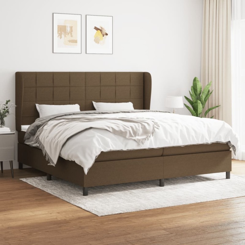 vidaXL Boxspringbett mit Matratze Dunkelbraun 200x200 cm Stoff vidaXL Boxspringbett mit Matratze Dunkelbraun 200x200 cm Stoff