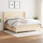vidaXL Boxspringbett mit Matratze Creme 160x200 cm Stoff vidaXL Boxspringbett mit Matratze Creme 160x200 cm Stoff