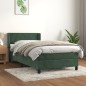 vidaXL Boxspringbett mit Matratze Dunkelgrün 100x200 cm Samt vidaXL Boxspringbett mit Matratze Dunkelgrün 100x200 cm Samt