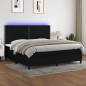 vidaXL Boxspringbett mit Matratze & LED Schwarz 200x200 cm Stoff vidaXL Boxspringbett mit Matratze & LED Schwarz 200x200 cm Stoff