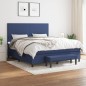 vidaXL Boxspringbett mit Matratze Blau 160x200 cm Stoff vidaXL Boxspringbett mit Matratze Blau 160x200 cm Stoff