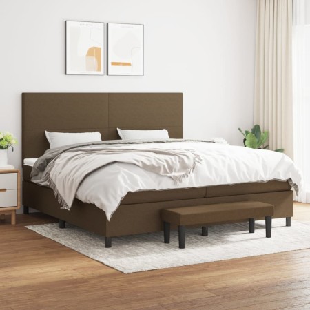 vidaXL Boxspringbett mit Matratze Dunkelbraun 200x200 cm Stoff