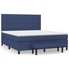 vidaXL Boxspringbett mit Matratze Blau 180x200 cm Stoff