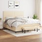 vidaXL Boxspringbett mit Matratze Creme 160x200 cm Stoff vidaXL Boxspringbett mit Matratze Creme 160x200 cm Stoff