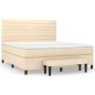 vidaXL Boxspringbett mit Matratze Creme 160x200 cm Stoff vidaXL Boxspringbett mit Matratze Creme 160x200 cm Stoff