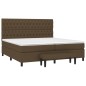 vidaXL Boxspringbett mit Matratze Dunkelbraun 200x200 cm Stoff vidaXL Boxspringbett mit Matratze Dunkelbraun 200x200 cm Stoff