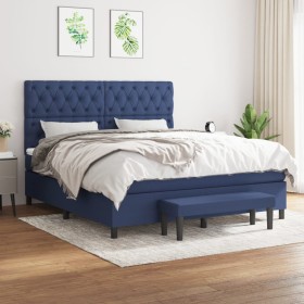 vidaXL Boxspringbett mit Matratze Blau 160x200 cm Stoff