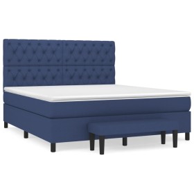 vidaXL Boxspringbett mit Matratze Blau 160x200 cm Stoff