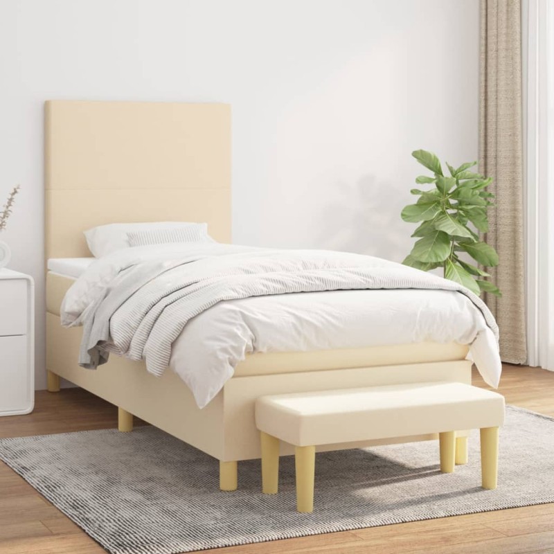 vidaXL Boxspringbett mit Matratze Creme 80x200 cm Stoff vidaXL Boxspringbett mit Matratze Creme 80x200 cm Stoff
