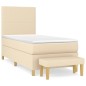 vidaXL Boxspringbett mit Matratze Creme 80x200 cm Stoff vidaXL Boxspringbett mit Matratze Creme 80x200 cm Stoff