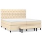 vidaXL Boxspringbett mit Matratze Creme 200x200 cm Stoff vidaXL Boxspringbett mit Matratze Creme 200x200 cm Stoff