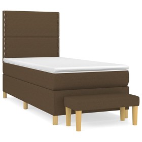 vidaXL Boxspringbett mit Matratze Dunkelbraun 90x200 cm Stoff