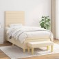 vidaXL Boxspringbett mit Matratze Creme 90x190 cm Stoff vidaXL Boxspringbett mit Matratze Creme 90x190 cm Stoff