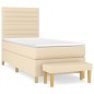 vidaXL Boxspringbett mit Matratze Creme 90x190 cm Stoff vidaXL Boxspringbett mit Matratze Creme 90x190 cm Stoff