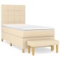 vidaXL Boxspringbett mit Matratze Creme 100x200 cm Stoff vidaXL Boxspringbett mit Matratze Creme 100x200 cm Stoff