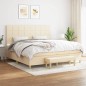 vidaXL Boxspringbett mit Matratze Creme 200x200 cm Stoff vidaXL Boxspringbett mit Matratze Creme 200x200 cm Stoff