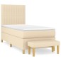 vidaXL Boxspringbett mit Matratze Creme 90x190 cm Stoff vidaXL Boxspringbett mit Matratze Creme 90x190 cm Stoff