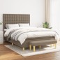 vidaXL Boxspringbett mit Matratze Taupe 140x200 cm Stoff vidaXL Boxspringbett mit Matratze Taupe 140x200 cm Stoff