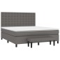 vidaXL Boxspringbett mit Matratze Grau 160x200 cm Kunstleder vidaXL Boxspringbett mit Matratze Grau 160x200 cm Kunstleder