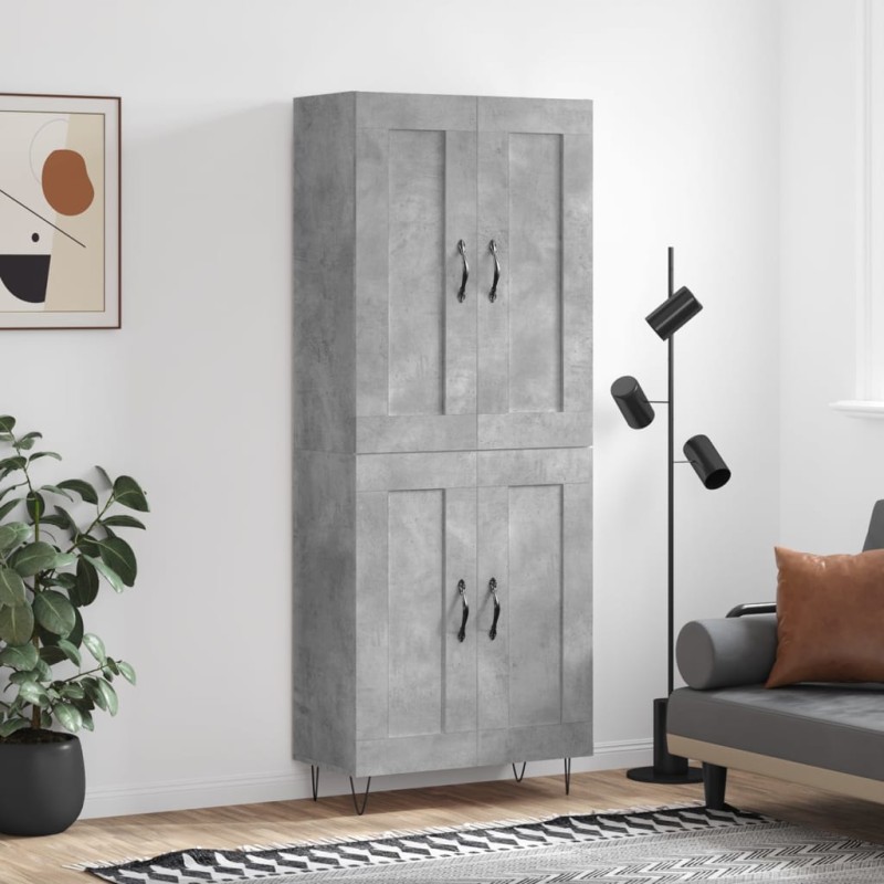 Highboard Betongrau 69,5x34x180 cm Holzwerkstoff Highboard Betongrau 69,5x34x180 cm Holzwerkstoff