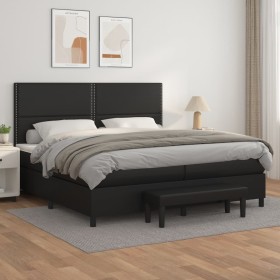 vidaXL Boxspringbett mit Matratze Schwarz 200x200 cm Kunstleder