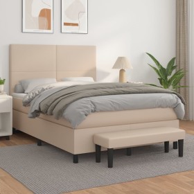 vidaXL Boxspringbett Matratze Cappuccino-Braun 140x200cm Kunstleder