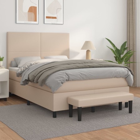 vidaXL Boxspringbett Matratze Cappuccino-Braun 140x200cm Kunstleder