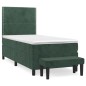 vidaXL Boxspringbett mit Matratze Dunkelgrün 100x200 cm Samt vidaXL Boxspringbett mit Matratze Dunkelgrün 100x200 cm Samt