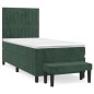 vidaXL Boxspringbett mit Matratze Dunkelgrün 90x190 cm Samt vidaXL Boxspringbett mit Matratze Dunkelgrün 90x190 cm Samt