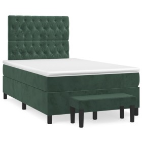 vidaXL Boxspringbett mit Matratze Dunkelgrün 120x200 cm Samt