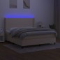 vidaXL Boxspringbett mit Matratze & LED Creme 160x200 cm Stoff vidaXL Boxspringbett mit Matratze & LED Creme 160x200 cm Stoff