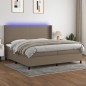 vidaXL Boxspringbett mit Matratze & LED Taupe 200x200 cm Stoff vidaXL Boxspringbett mit Matratze & LED Taupe 200x200 cm Stoff