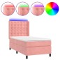 vidaXL Boxspringbett mit Matratze & LED Rosa 90x190 cm Samt vidaXL Boxspringbett mit Matratze & LED Rosa 90x190 cm Samt