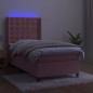 vidaXL Boxspringbett mit Matratze & LED Rosa 90x190 cm Samt vidaXL Boxspringbett mit Matratze & LED Rosa 90x190 cm Samt