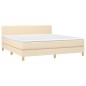 vidaXL Boxspringbett mit Matratze Creme 160x200 cm Stoff vidaXL Boxspringbett mit Matratze Creme 160x200 cm Stoff