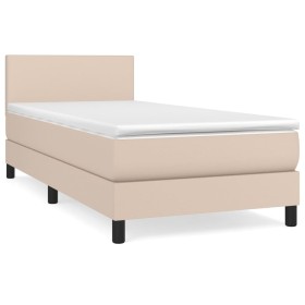 vidaXL Boxspringbett mit Matratze Cappuccino-Braun 90x190cm Kunstleder