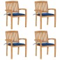 Stapelbare Gartenstühle mit Kissen 4 Stk. Massivholz Teak Stapelbare Gartenstühle mit Kissen 4 Stk. Massivholz Teak