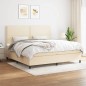 vidaXL Boxspringbett mit Matratze Creme 200x200 cm Stoff vidaXL Boxspringbett mit Matratze Creme 200x200 cm Stoff