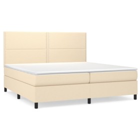 vidaXL Boxspringbett mit Matratze Creme 200x200 cm Stoff