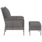 vidaXL Gartenstuhl mit Fußhocker Grau Poly Rattan vidaXL Gartenstuhl mit Fußhocker Grau Poly Rattan