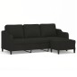 vidaXL 3-Sitzer-Sofa mit Hocker Schwarz 180 cm Stoff vidaXL 3-Sitzer-Sofa mit Hocker Schwarz 180 cm Stoff