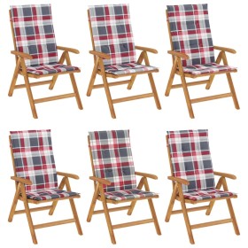 vidaXL Gartenstühle mit Kissen 6 Stk. Massivholz Teak