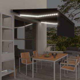 vidaXL Markise Automatisch mit Rollo LED Windsensor 4,5x3 m Anthrazit