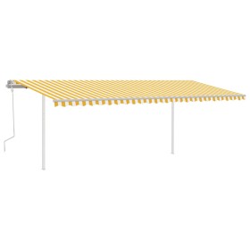 vidaXL Markise Manuell Einziehbar mit LED 6x3 m Gelb und Weiß