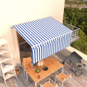 vidaXL Markise Manuell Einziehbar mit Rollo 3,5x2,5m Blau & Weiß  